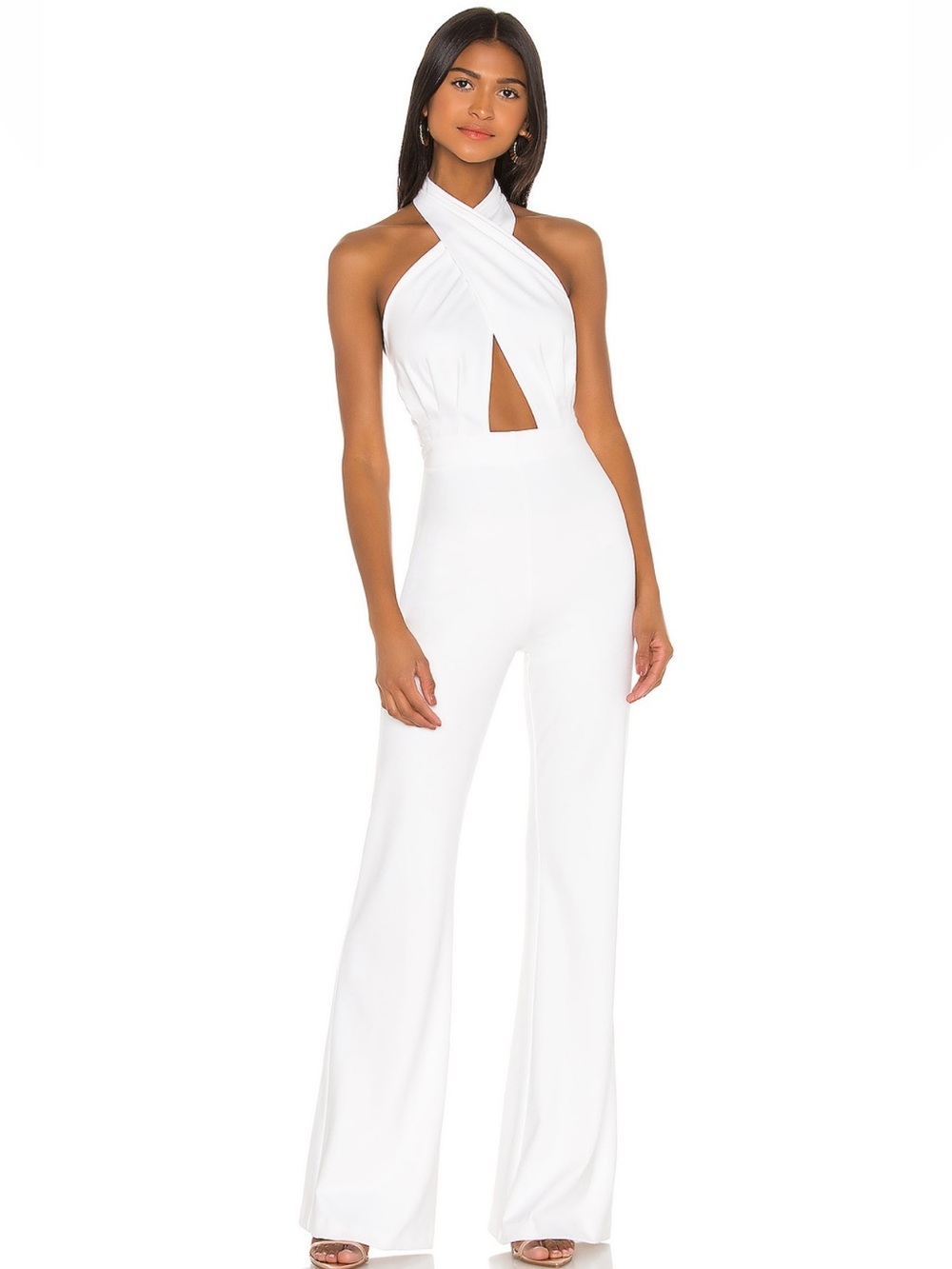 Amanda Uprichard White Halter Twist Jumpsuit